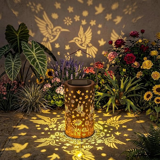 Solar Lanterns Outdoor Waterproof, Hummingbird Birthday Gifts for Women Mom Grandma, Garden Hanging Solar Lantern Lights for Patio