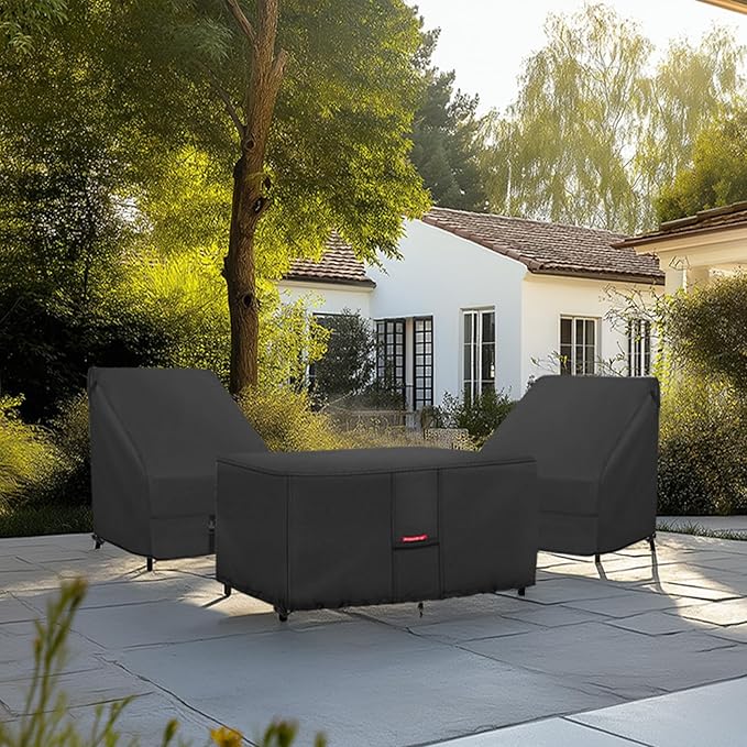 Porch Shield Patio Fire Pit Cover - Waterproof 600D Outdoor Rectangular Fire Table Cover Deck Box Protector - 52 x 34 inch, Black