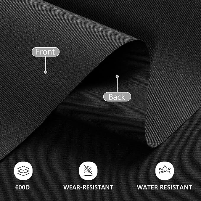 Waterproof Canvas Fabric by The Yard, 58inch 600D Upholstery Fabric Polyester Material Outdoor Water Resistant Material for Sewing Chair Patio Cushion Bag Sofa Seat Repair, 5 Yard Black