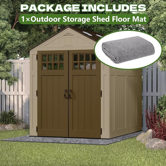 6.6 x 4 FT Outdoor Storage Shed Mat Waterproof Storage Shed Flooring Mat Thickened Soft Patio Furniture Pad Washable with Non Slip Backing Warehouse Not Included, Gray