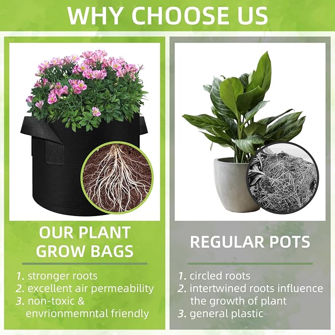 40-Pack 10 Gallon Grow Bag, Non-Woven Fabric Pots with Handles, Garden Planting Bag for Potatoes, Carrots, Tomatoes and Other Vegetables, Fruits