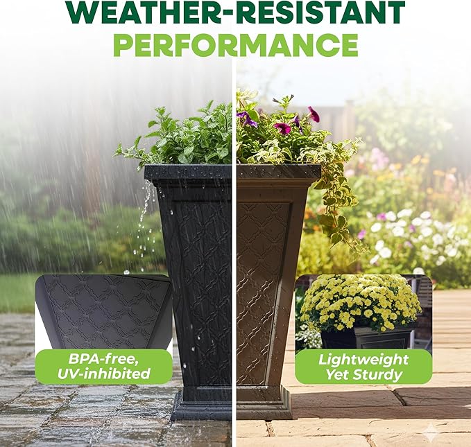 FCMP Outdoor - Modemmo Casablanca Self-Watering Planter (2 Pack), Black