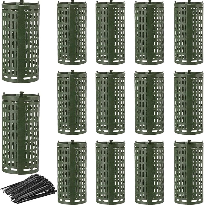 Boao 15 Pieces Plastic Tree Trunk Protector Trees Guard Bark Plant Protectors Locking Tree Guard with 100 Pieces Zip Ties for Protecting Trees from Trimmers and Small Animals(Green)