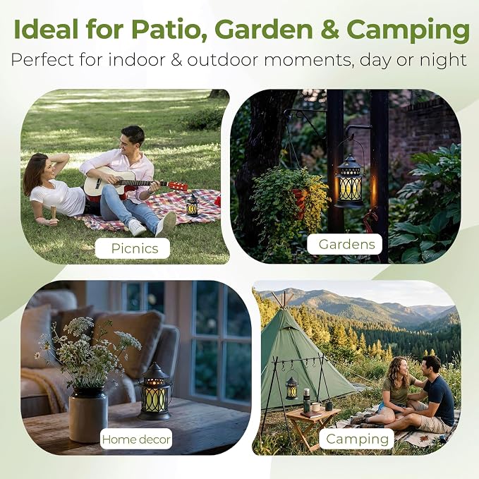 Citronella Candles Outdoor, 2 Pack Lemongrass Scented Soy Wax Candles with Metal Lantern Holder, Outdoor Candle Set for Patio Garden Camping Decor, Gift Set