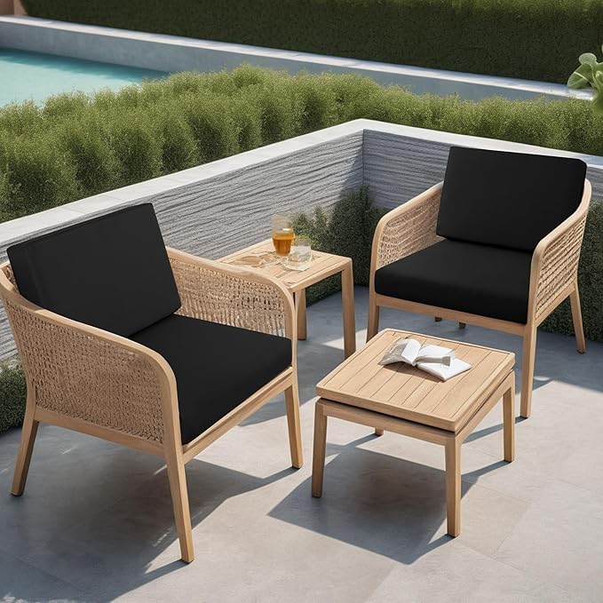 idee-home Outdoor Chair Cushions for Patio Furniture, Outdoor Seat Cushion | Waterproof Hampton Bay Deep Seat Replacement Couch Cushions for Garden Backyard 28.5 x 28.5 Black