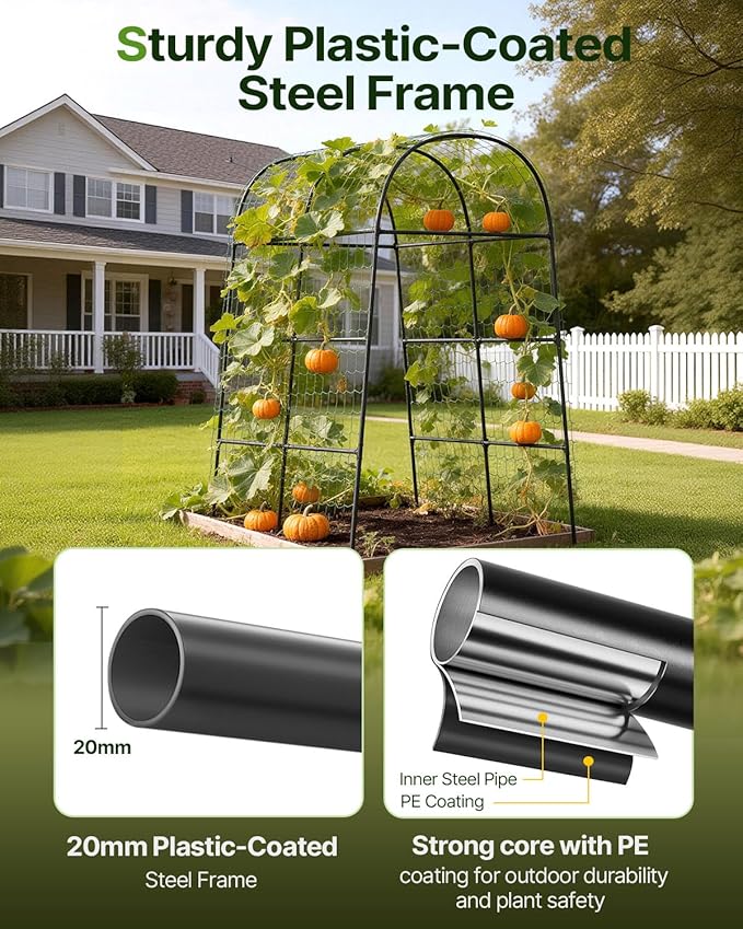 Suteck Garden Arch Trellis 7.5FT Tall – Garden Trellis for Climbing Plants Outdoor, Arch Trellis for Vegetables, Roses & Vines, Easy Assembly for Backyard, Pathway & Patio