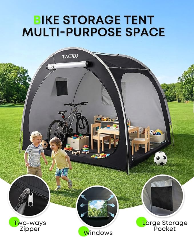 Bike Storage Shed Tent,Bike Cover Waterproof Outdoor Storage Shed with 210D Oxford Fabric PU4000 for 4-5Bikes,Portable Bicycle Shelter for Motorcycle,Garden Tools,Lawn Mower
