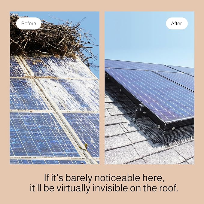 MaPorch Solar Panel Bird Guard Mesh Screen - 6 in x 120 ft Black PVC Coated Galvanized Steel - Solar Panel Netting Mesh - Includes 80 Clips, Scissors & Gloves for Easy DIY Install