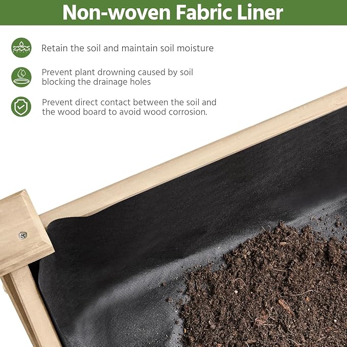 Simple Deluxe Raised Garden Bed with Legs, 72 x 23 x 30 Inch Wooden Planter Box with Liner, Elevated Outdoor Garden Box for Patio, Balcony & Backyard Use, Wood