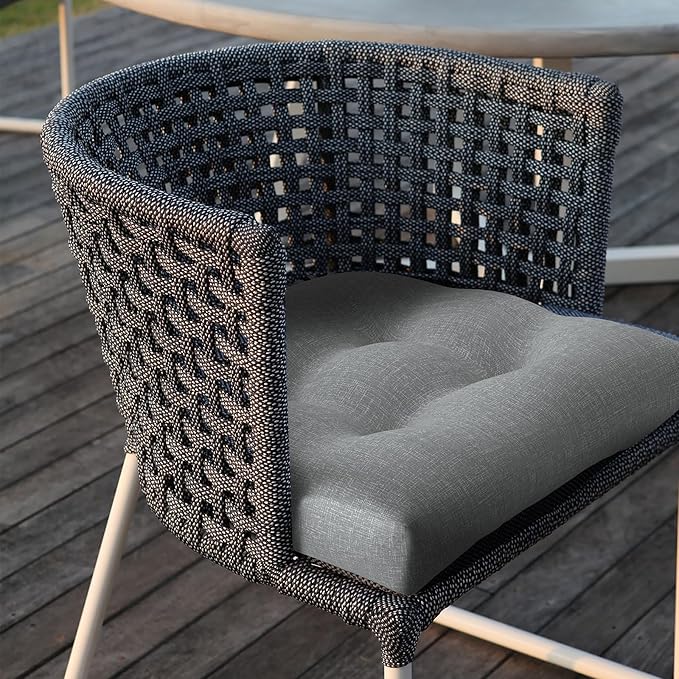 LVTXIII Outdoor Seat Cushions Seasonal Tufted Chair Cushions, Patio Chair Pads for Dining Chairs, Office Armchairs and Garden Furniture Decoration (Round Back, 19”x19”x4”, Grey Textured, 2 Pack)