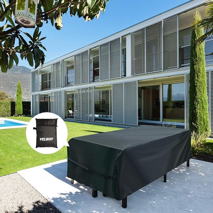 Velway Patio Table Cover Rectangle Waterproof Patio Furniture Cover for Outdoor Table and Chairs 84”Lx52”Wx29”H Oxford Tear-Resistant Wind Dust Proof Paito Furniture Covers