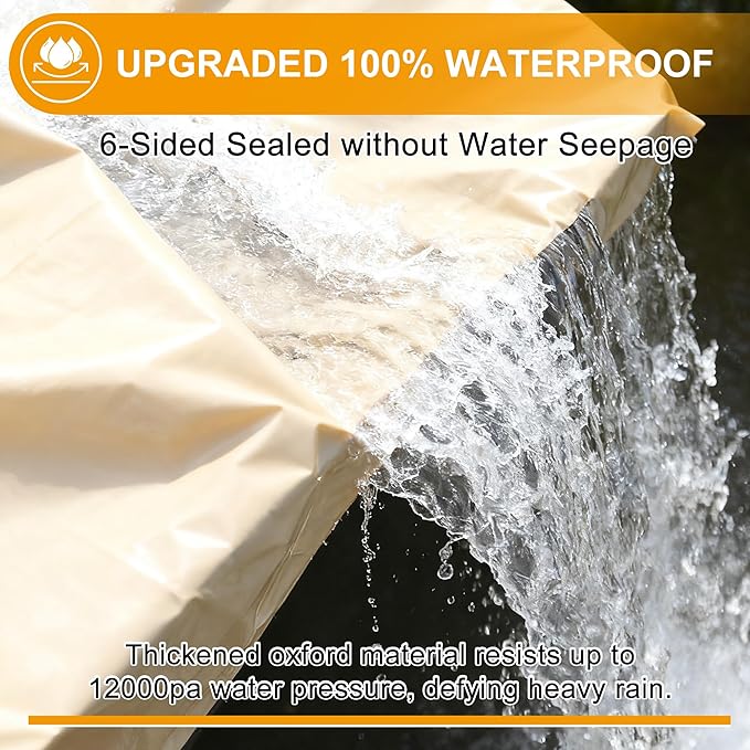 HDCAXKJ Patio Furniture Covers Waterproof Outdoor Chaise Lounge Cover Heavy Duty Lounge Chair Cover with Zipper Weatherproof Patio Pool Chairs Sofa Protector (71"L x 30"W x 35"H, Beige & Brown)