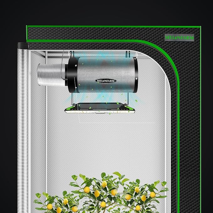 MELONFARM 6 inch Air Carbon Filter Smelliness Control with Australia Virgin Charcoal, Built-in 14cm Fan Low Nois and Speed Controller, Smelliness Scrubber for Inline Duct Fan, Grow Tent 6" x 13.4"
