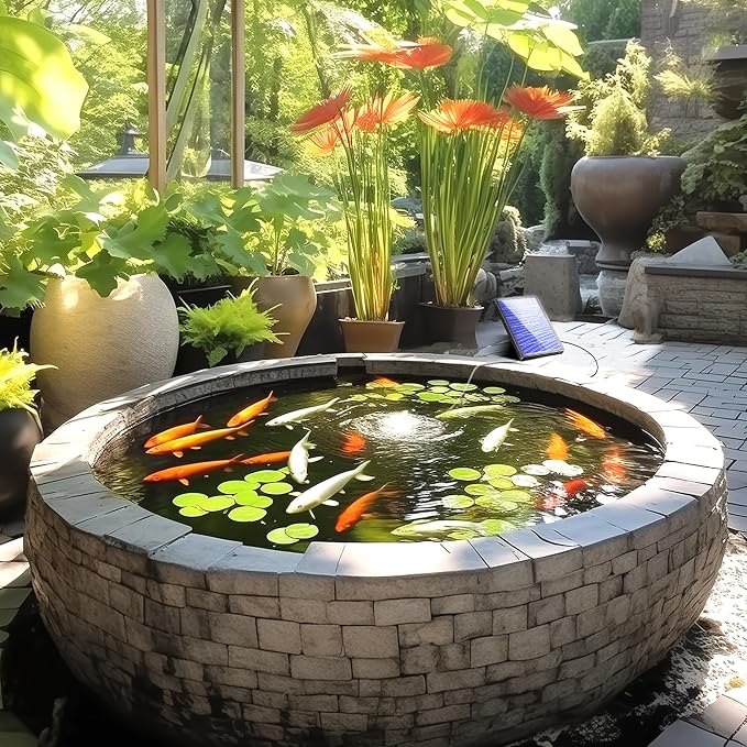 Biling 4W Solar Pond Aerator for Small Pond, 3 Modes, 2200 mAh Battery Backup, Solar Air Pump with 2 Air Stone for Outdoor Fish Pond Stock Tank Aquarium Hydroponics