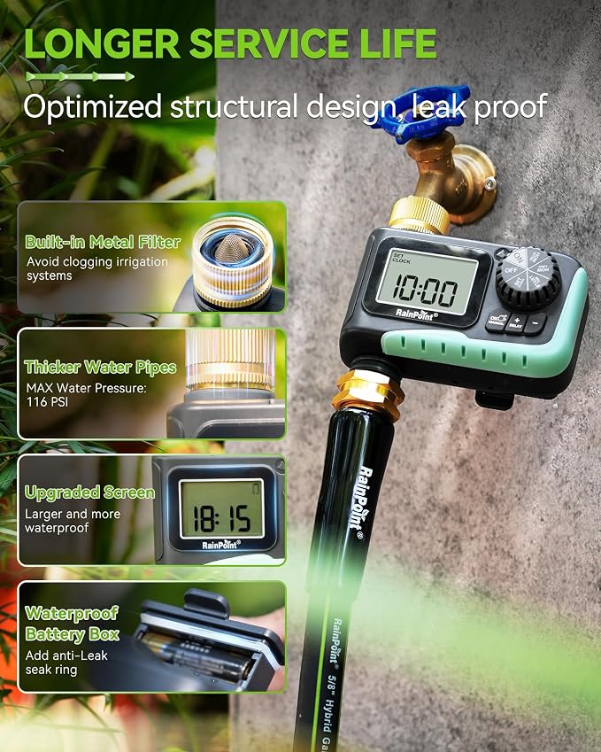 RAINPOINT Sprinkler Timer with Garden Hose Nozzle