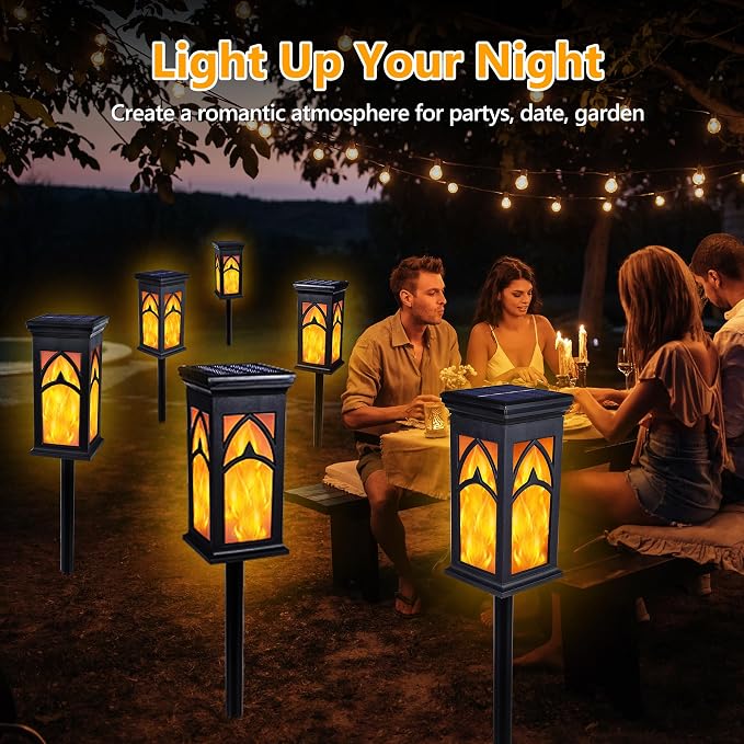 Solar Lights Outdoor, 10 Pack Solar Torch Light with Flickering Flame, Waterproof Garden Lights Outdoor Landscape Lighting, Flame Torches for Outside Patio Pathway Walkway Yard Lawn Decorations