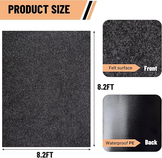 8.2 x 8.2 FT Outdoor Storage Shed Floor Mat Waterproof Garden Shed Flooring Mat Washable Carport Furniture Dustproof Anti-Slip Pad for Protect Shed Flooring from Wear - Tool Shed Not Include