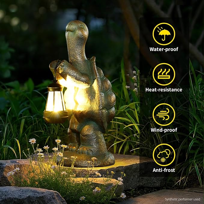Solar Turtle Outdoor Large Garden Decor Statues 17in Tortoise Light Lantern for Yard,Patio,Balcony,Housewarming Birthday Gifts Mom Grandma Women