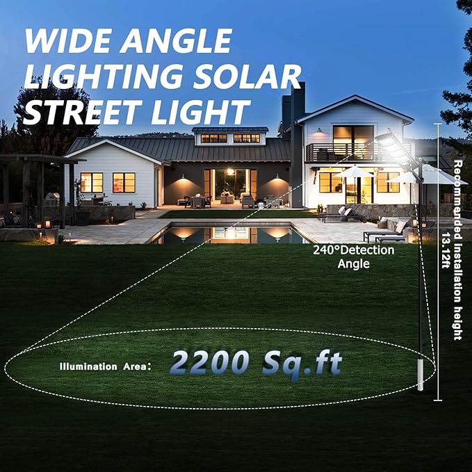 Solar Street Lights Outdoor Waterproof, LED Dusk to Dawn Solar Light, Flood Lights with Motion Sensor and Remote Control, for Exterior Wall, Patio, Yard, Deck, Garden,Parking Lot Lights(2-Pack)