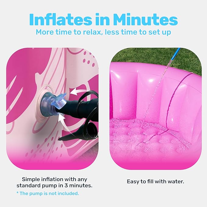 SLOOSH Inflatable Swimming Pool,5.5ft x 20 Inch Full-Sized Blow Up Durable Thickened Luxury Above Ground Family Pool with Comfortable Backrest for Summer Water Party Backyard Garden Lawn,Pink