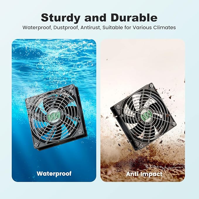 Solar Greenhouse Fan 3 Kit, 30W Large Solar Powered Exhaust and Intake Fan Outdoor Waterproof, Strong Airflow, 16.5ft Cord, for Chicken Coop Shed Air Ventilation and Circulation, No Battery