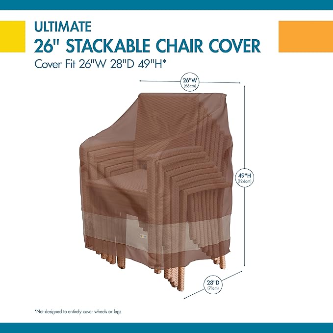 DUCKCOVERS Ultimate Waterproof 28 Inch Stackable Patio Chair Cover, Outdoor Chair Covers