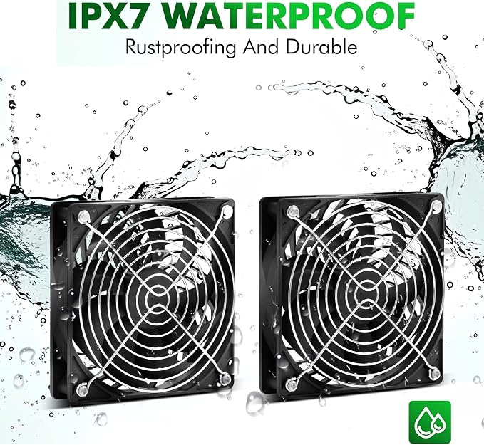 5.5" Solar Fan, Solar Panel Fan, 30W Solar Powered Fan with Dual IPX7 Waterproof Fans for Outside Chicken Coops, Greenhouses, Sheds, Intake or Exhaust Air Fan, Solar Ventilation Fan, Solar Exhaust Fan