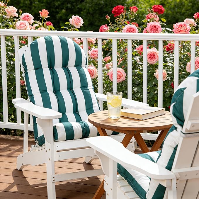 Enipate Weather Resistant Adirondack Chair Cushions Set of 2 High Back Indoor Outdoor Patio Tufted Lounge Cushion Seat Pads