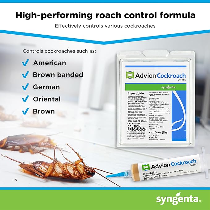 Advion Cockroach Gel Bait, 4 Tubes x 30-Grams, 4 Plunger and 4 Tips (Pack of 2)