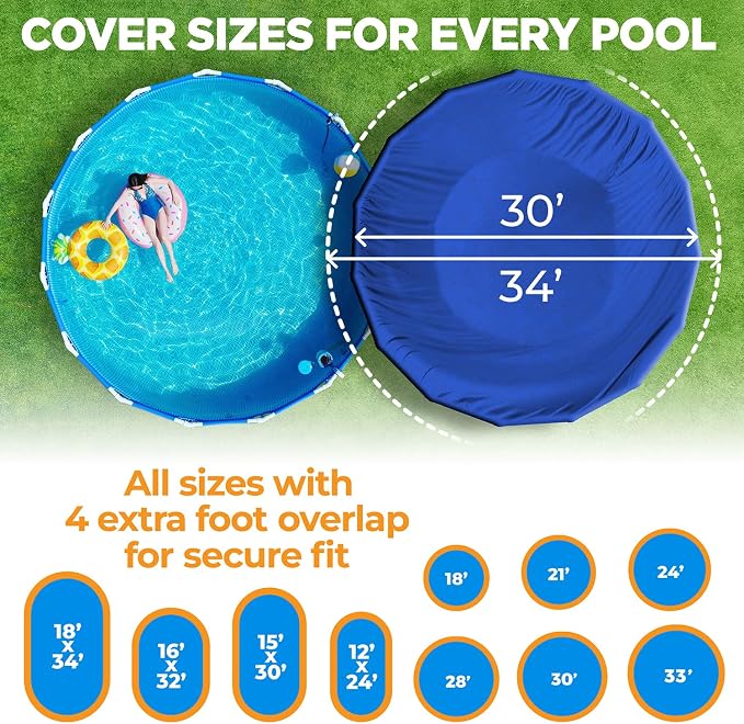 30 Ft Round Premium Heavy-Duty Winter Pool Cover - Royal Blue, Extra Thick and Durable, Tear-Proof, UV-Resistant, Reinforced Edges, All-Season Protection for Above Ground Pools