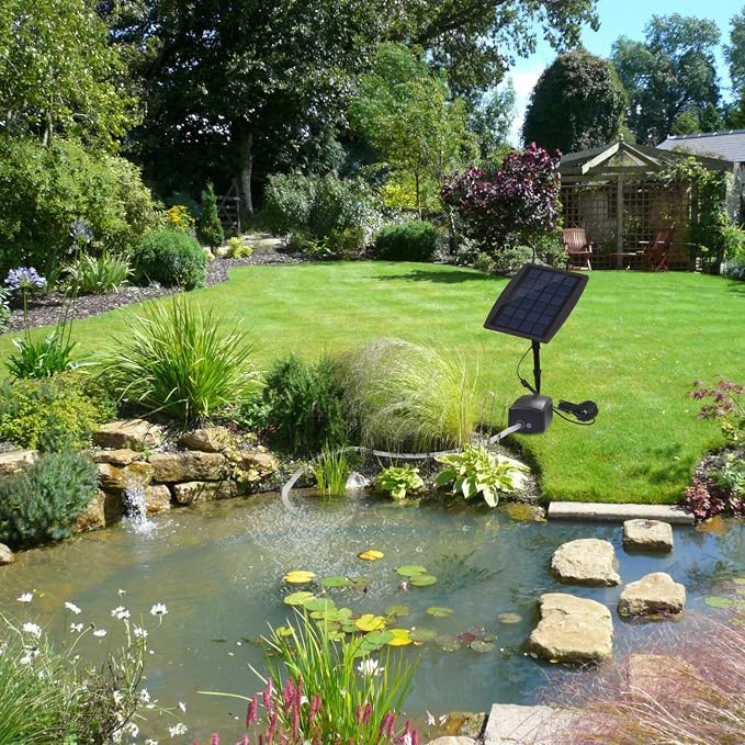 Solar Air Pump for Fish Pond, 10 + 10 ft Extension Cable, 20 Hours Output,3 Modes, Hoses and Bubble Stone, Solar Powered Oxygenator Aerator Bubbler for Small koi Pond