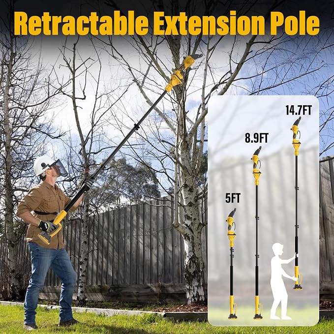 ZEGJAW 2-IN-1 Cordless Pole Saw & 6 Inch Mini Chainsaw with 2 Pack 2.0Ah Battery and Charger, Electric Pole Saw for Tree Trimming with Adjustable Extension Pole