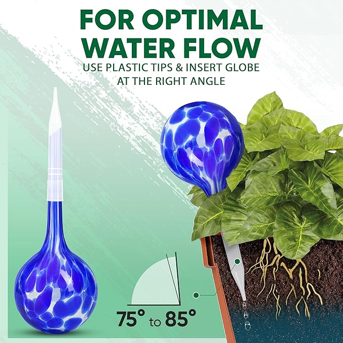 Plant Watering Globes Set of 6 - Large Glass Self Watering Bulbs Up to 7 Days of Irrigation - for Indoor & Outdoor Plants - Multicolor, Automatic, Glass Watering Bulbs for Daily Use, Watering Devices