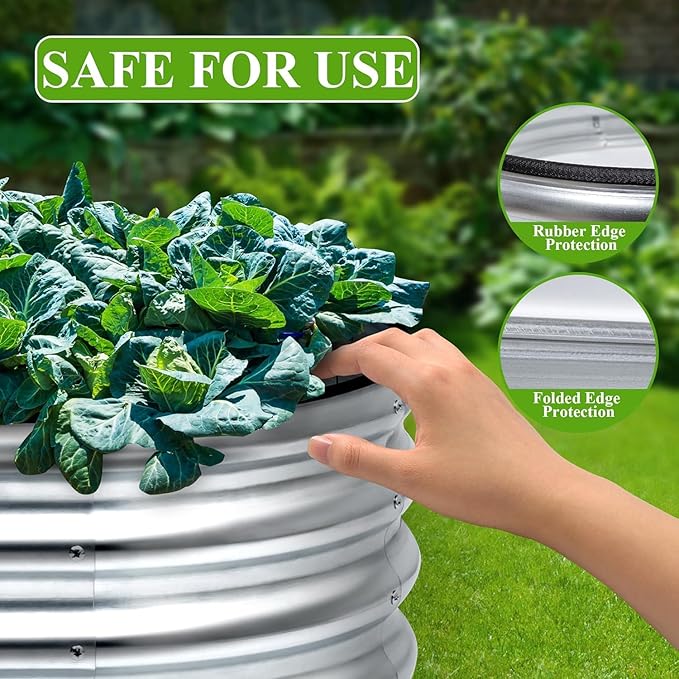 Galvanized Raised Garden Bed Outdoor, 4x2x1ft Large Planter Raised Bed Kit with Safety Edging and Gloves, Stainless Metal Raised Planter Box for Gardening Vegetables Herb Fruits Flowers