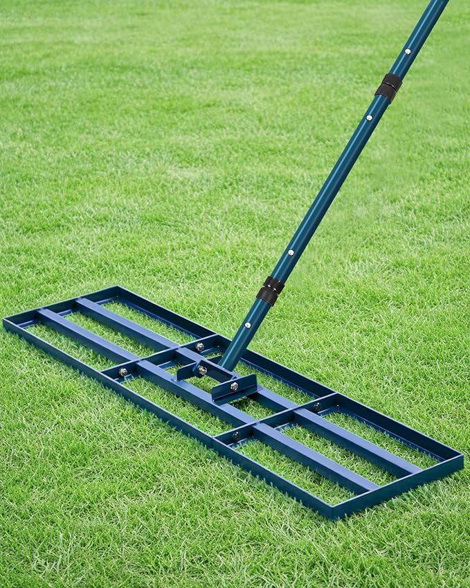 Lawn Leveling Rake, 45x10 Inch Yard Leveling Rake for Soil with 78'' Adjustable Steel Handle, Level Soil Sand Dirt Ground Surfaces Easily, Ideal for Backyard, Garden, Golf Course, Pasture, Farm