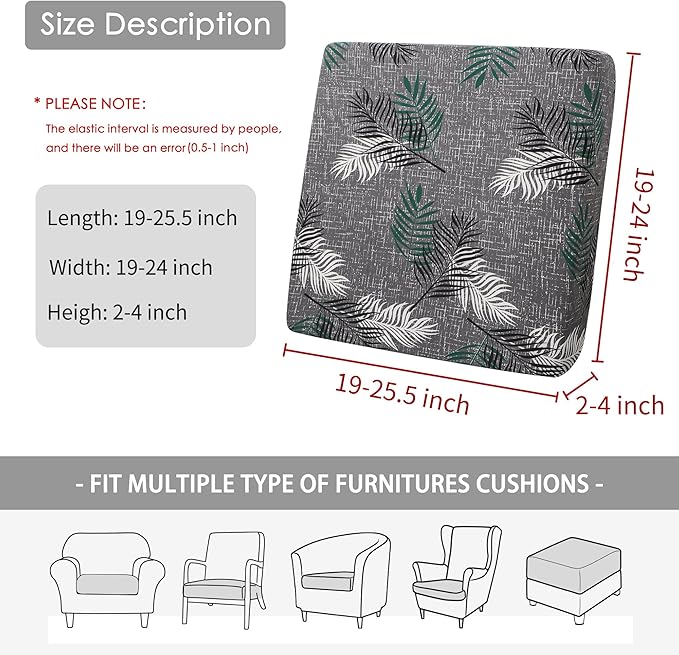 FORCHEER Ourdoor Cushion Covers 20X20 Waterproof 3 Pieces Floral Printed Stretch Patio Chair Cushino Covers for Rattan Patio Furniture Replacement
