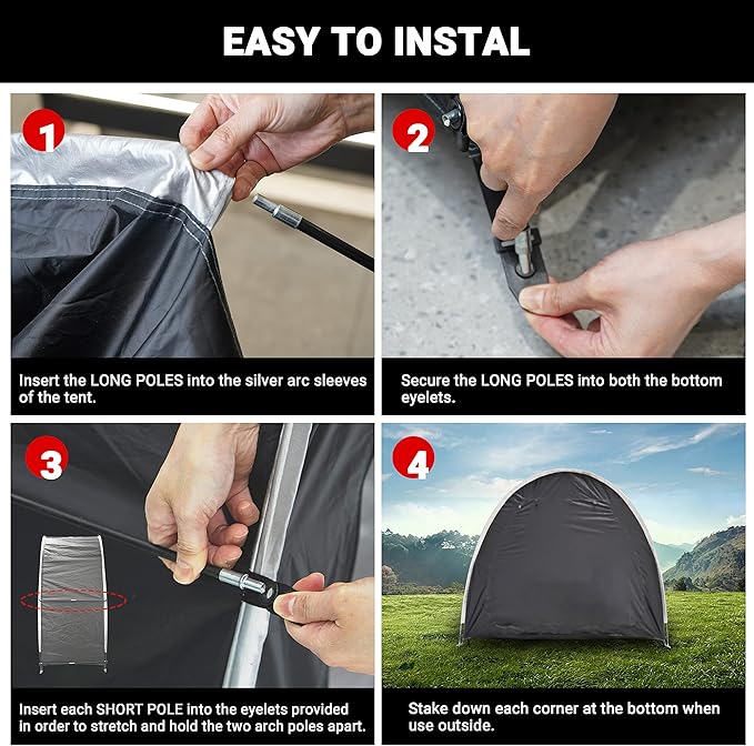 Himiway Bike Storage Shed Tent with Double Doors for 2 Bikes PU4000 Silver Coated Waterproof Anti-Dust 210D Oxford Fabric Portable Foldable Outdoor Bicycle Cover Shelter Carry Bag for Home Garden