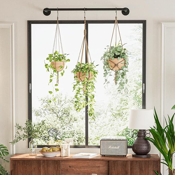 Galood Plant Hanger Indoor Hanging Planters for Indoor Plants Hanging Plant Holder Black Metal Rod(Pot/Chain/Plant not Included