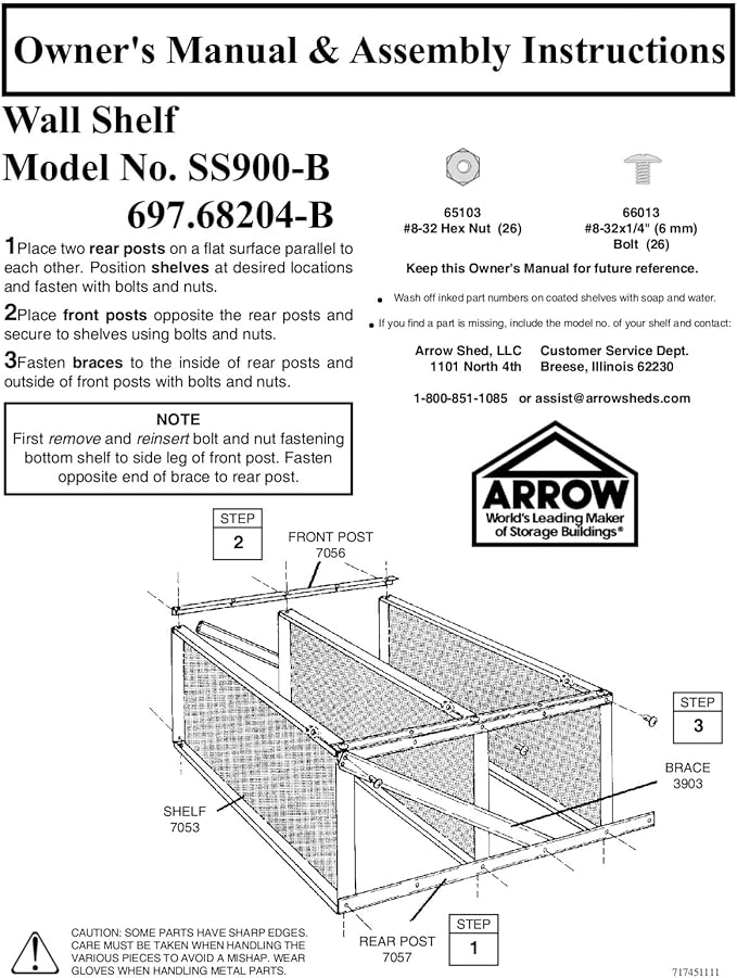Arrow Shed SS900 Three Tier Shelf Kit