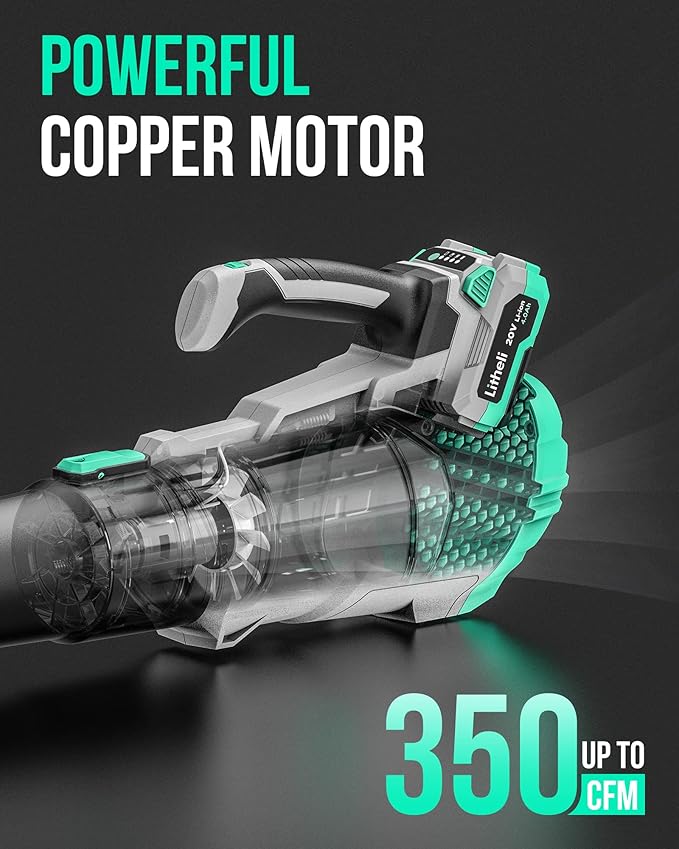 Litheli 20V 13" Cordless Lawn Mower & 20V Cordless 350 CFM 85 MPH Leaf Blower Bundle with Battery & Charger