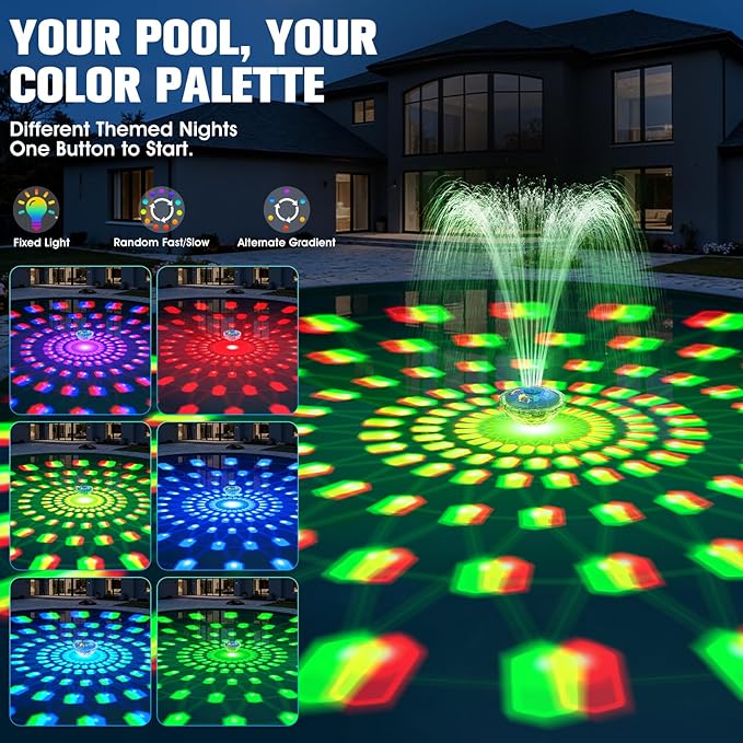 2026 Upgraded Pool Fountain,8000mAh Rechargeable Pool Water Fountain with Light,Large Floating Pool Fountain,4FT Spray Swimming Pools Fountains Pump for Above Ground & Inground Pools Fountains-Blue