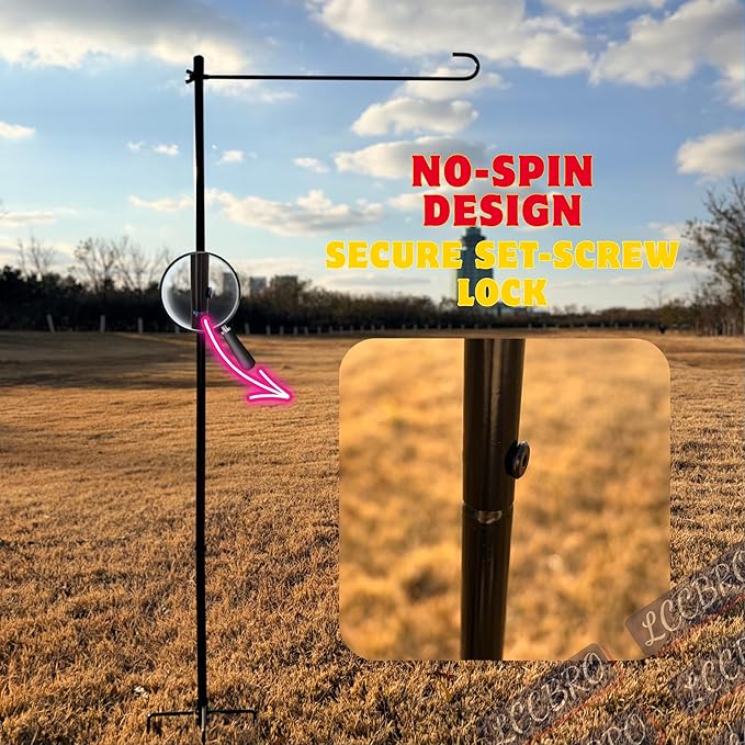 LCCBRO Garden Flag Stand No Spin for Outside 12 x 18 Flag Heavy Duty, Small Flag Holders for Yard and Garden, Flagpole Holder with 5 Prong Base Sturdy