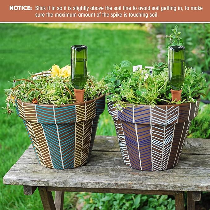 Tatuo 18 Pack Terracotta Plant Watering Spikes Self to Use with Bottles Houseplant Watering Stakes Automatic Irrigation System for Indoor and Outdoor Plants, Keep Plants Watered While You are Away