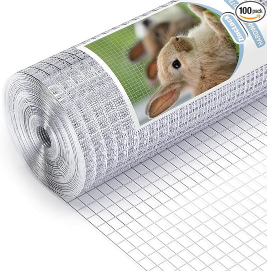 Hardware Cloth 1 inch 48 x 100 ft Mesh 17 Gauge Vinyl Hot Dipped Galvanized After Welding Fence Wire Rodent Mesh Preventing Hare, Raccoons, Foxes, Groundhog Poultry Netting
