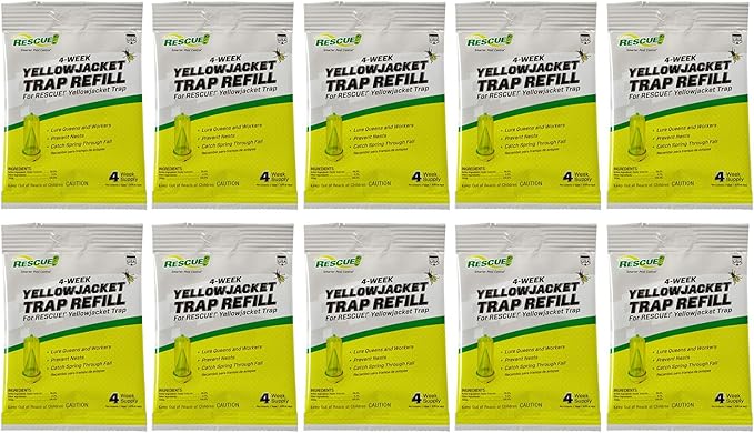 RESCUE! Yellowjacket Attractant – for RESCUE! Reusable Yellowjacket Traps – 4 Week Supply - 10 Pack