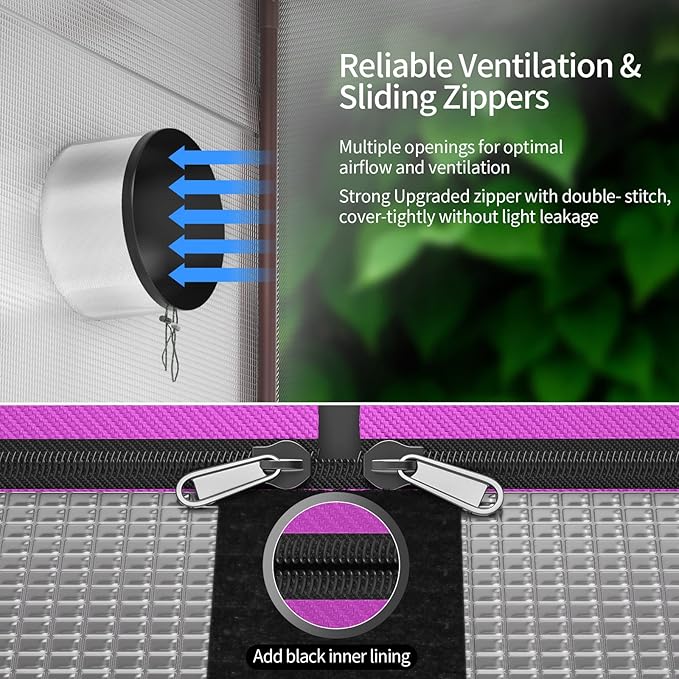 ATOUR Small Grow Tent, 24"x16"x24'' High Reflective Mylar 1680D Hydroponic Grow Tents, Waterproof Grow Tent with Double Cleart Observation Door and Floor Tray, for Indoor Plant Growing