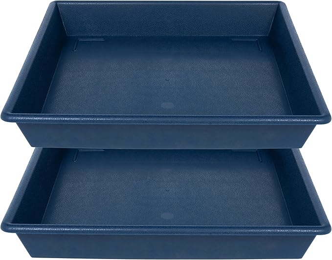 NIMYAU Square Plant Saucer 20 Inch 2 Pack, Large Plant Trays for Pots Heavy Duty Plastic Plant Saucers for Indoors Outdoors, Flower Pot No Holes Plant Lover Gardening Gifts