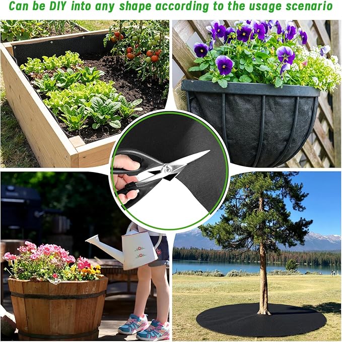 63 * 114IN Raised Garden Bed Liner, 2Pcs Non Woven Fabric for Large Veg Trough, Cuttable Plant Liner Keeps Soil Contained & Water Drainage for Outdoor Planter Veg Trough