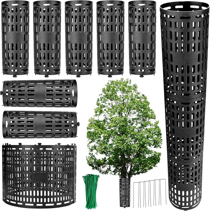 YGAOHF Tree Trunk Protector, 7 Pack Tree Trunk Protector Guard, Heavy Duty Expandable Tree Wrap, Black Tree Protectors from Trimmers, Mowers, Animals, Perfect for Saplings and Fruit Trees