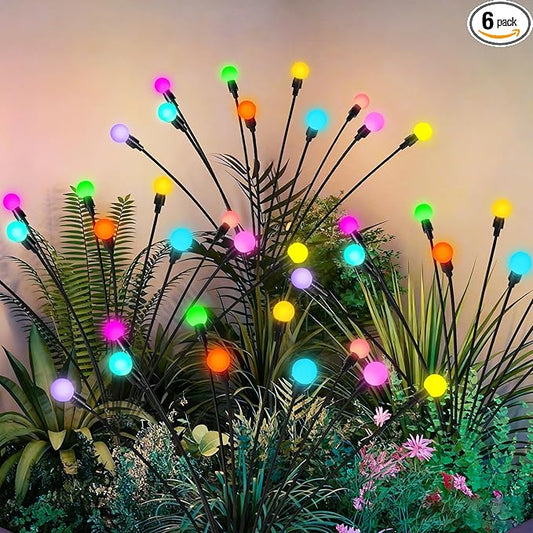 Solar Garden Lights Swaying, 60 LED Firefly Lights Outdoor Waterproof, Garden Decor Solar Lights Outdoor for Yard Porch Patio (6 Pack Multi-Colored)